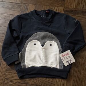 Il Gufo Navy and Gray Penguin Sweatshirt New NWT
